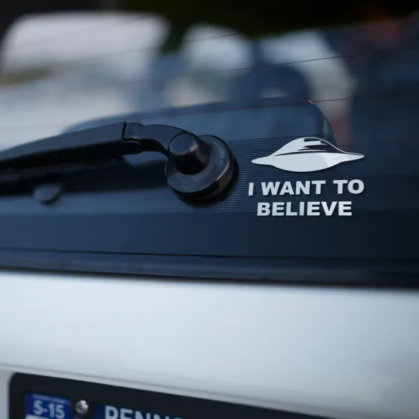 2x Pair I Want to Believe UFO Aliens X Top Secret  Conspiracy Funny Car Laptop Vinyl Sticker Decal>